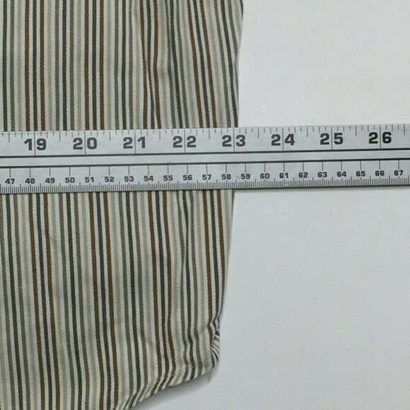 Guess Jeans Mens Long Sleeved Shirt Blue Brown Striped Cotton Size Large - Picture 7 of 10
